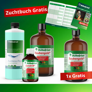 Zestaw Röhnfried na pierzenie - 1x Avidress 1l, 2X Taubengold 1l, 1x Gervit W 250ml