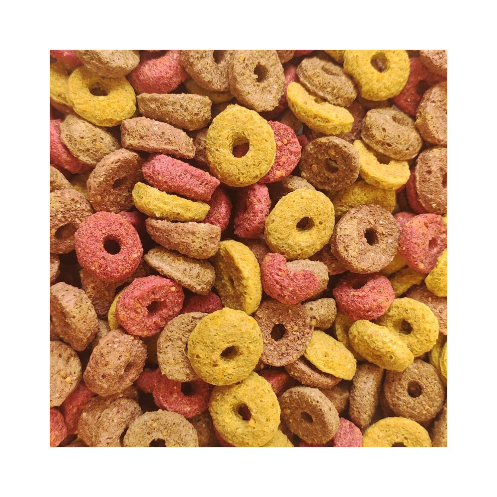 Eurital Nagerringe – runde Knabbersnacks für Nager, Ergänzungsfuttermittel aus Mais, Luzerne, Rote-Bete-Pulver und Rapsöl, geeignet für Zwergkaninchen, Meerschweinchen, Hamster, Chinchillas, Mäuse und Ratten.