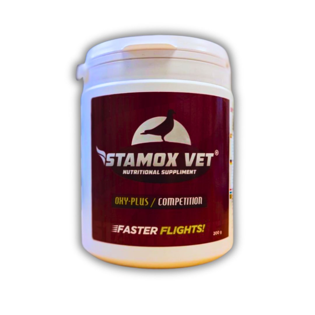 STAMOX® Tauben - Geschwindigkeit und Ausdauer" – Bild mit einem innovativen Produkt für Taubensport, das die Geschwindigkeit und Ausdauer von Tauben verbessert.