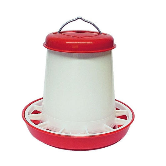 Futterautomat rot-weiß 10kg (C29) für Brieftauben und Rassetauben