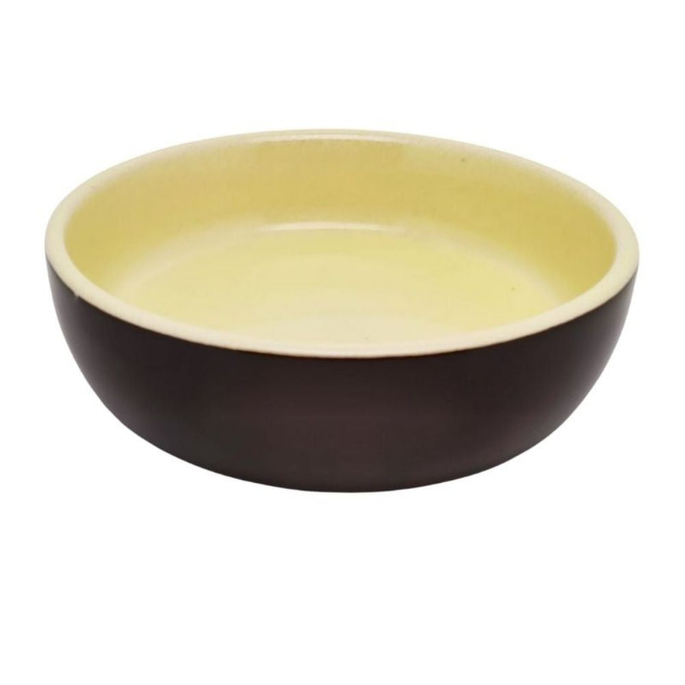 Keramiknapf innen Gelb - außen Baun ca. 250ml für Haustiere im Tierfutterpro Shop