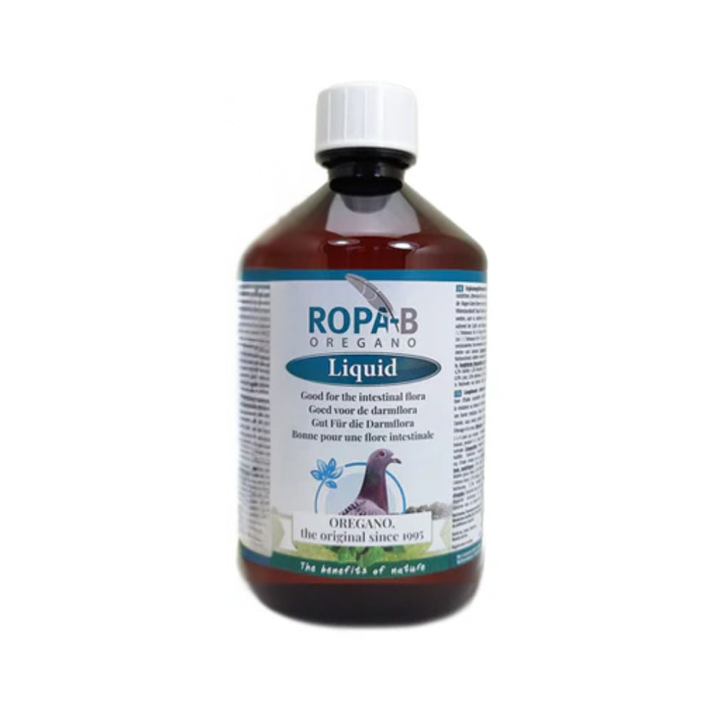 Ropa-B Flüssig 10% kann das ganze Jahr über gegeben werden. Es ist eine Ergänzungsfuttermittel auf Basis von natürlichen, ätherischen Öle der Oregano Pflanze.