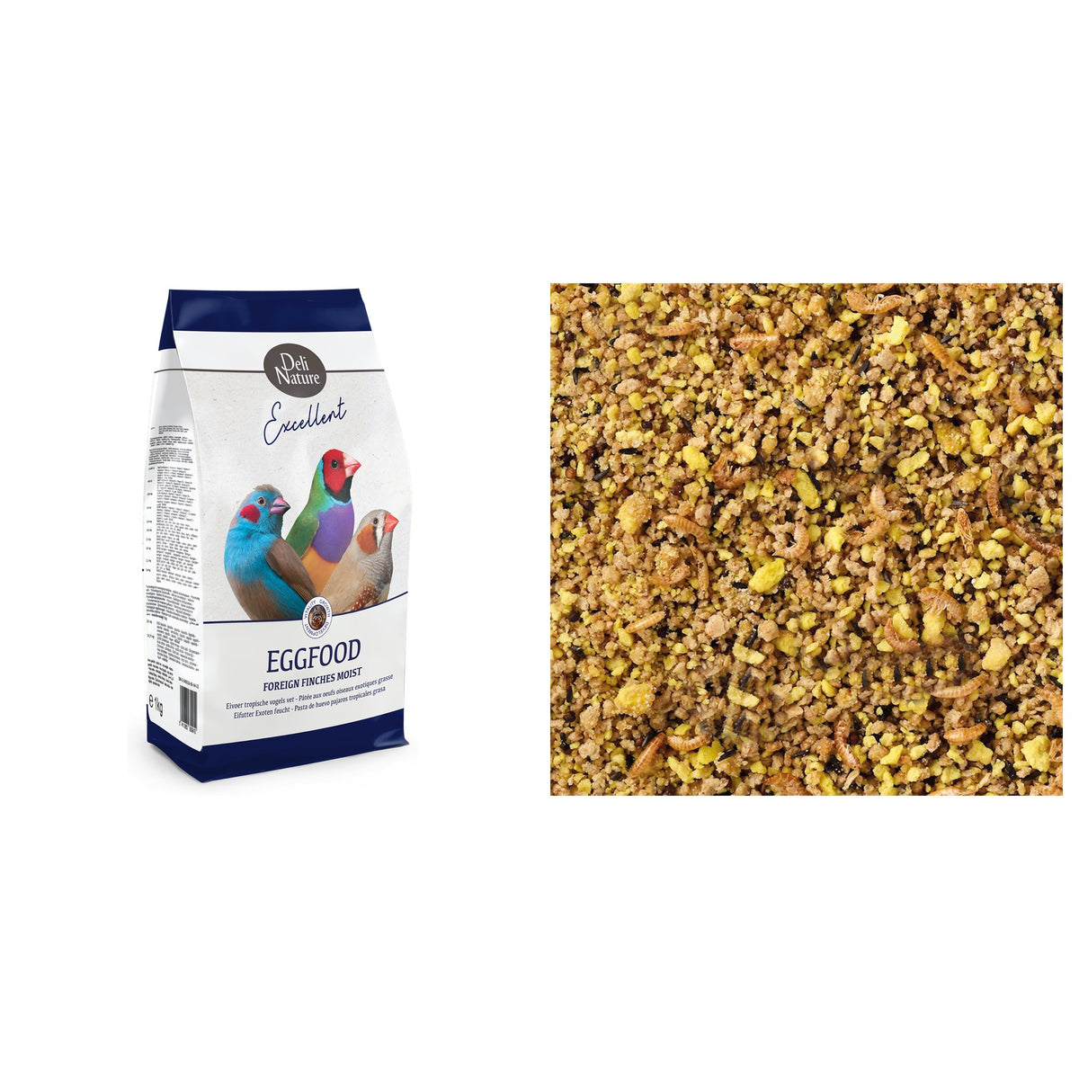 Deli Nature Eifutter Exoten Feucht 10 kg Packung und Futterdetail