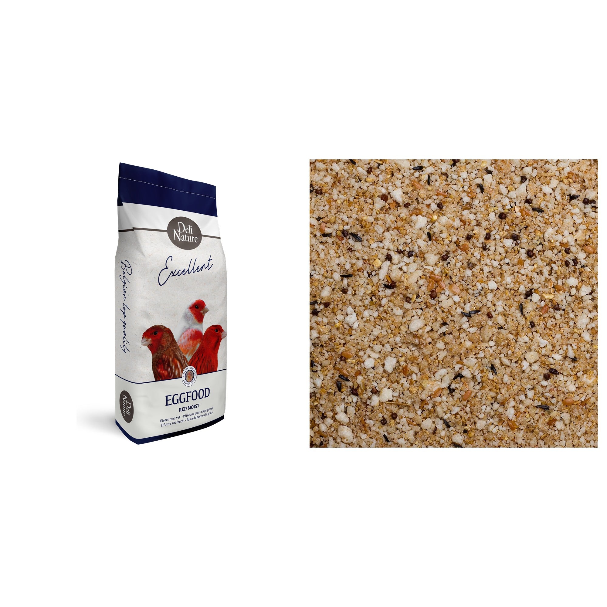 Deli Nature Eifutter Rot Feucht 10 kg Sack und Futterdetail