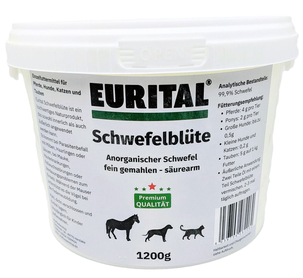 Eurital Schwefelblüte 1200g für Tiere