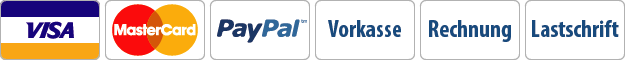 Visa, Paypal, Vorkasse, Rechnung, Lastschrift Logo